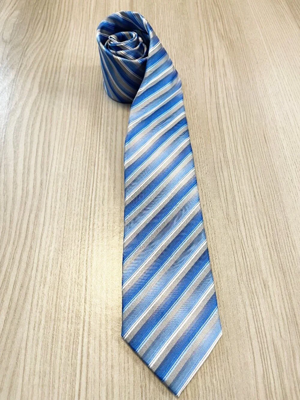 Architect Men's Blue Gray Striped Necktie Classic Business Dress Tie Office